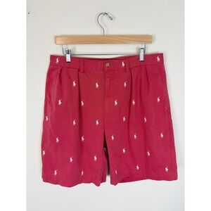 Vintage POLO Ralph‎ Lauren Mens Tyler Shorts Size 35 Double Pleated Pony Logo
